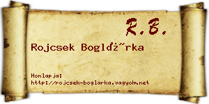 Rojcsek Boglárka névjegykártya